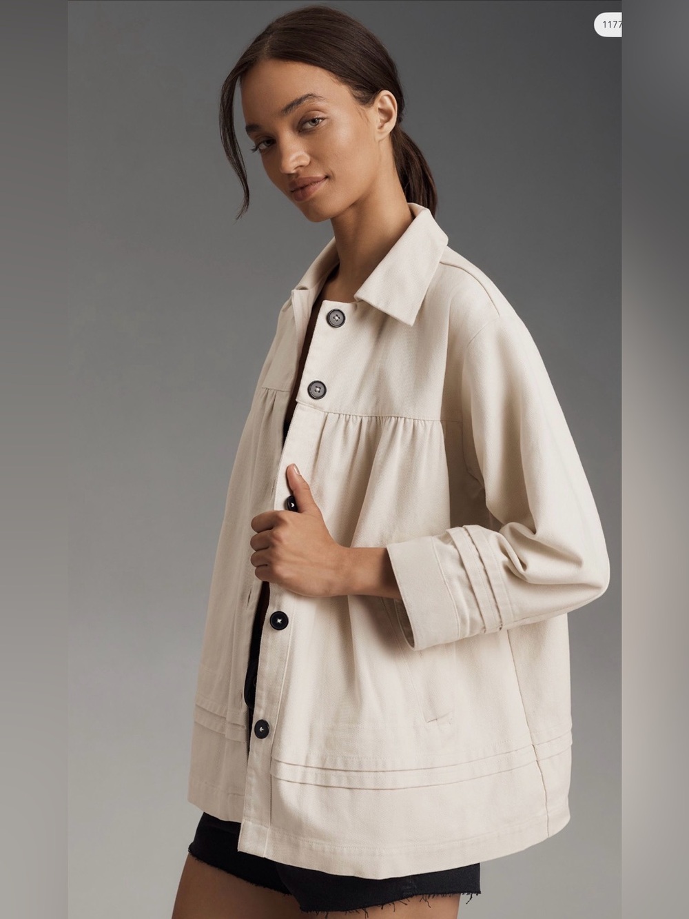 NWOT Maeve ivory Denim Utility Swing Jacket. Sz M